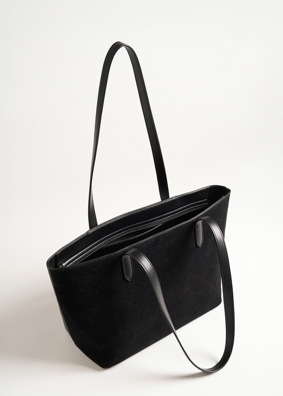 Shopping Betty in ecopelle e ecocamoscio NERO BLACKVIOLA PRUGNA Donna , immagine n. 4