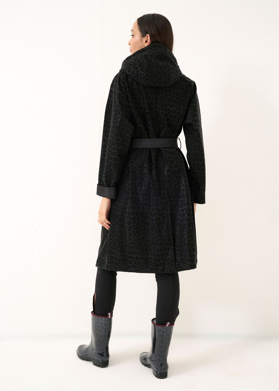 Thom-A long animal print trench NERO Woman , image number 5