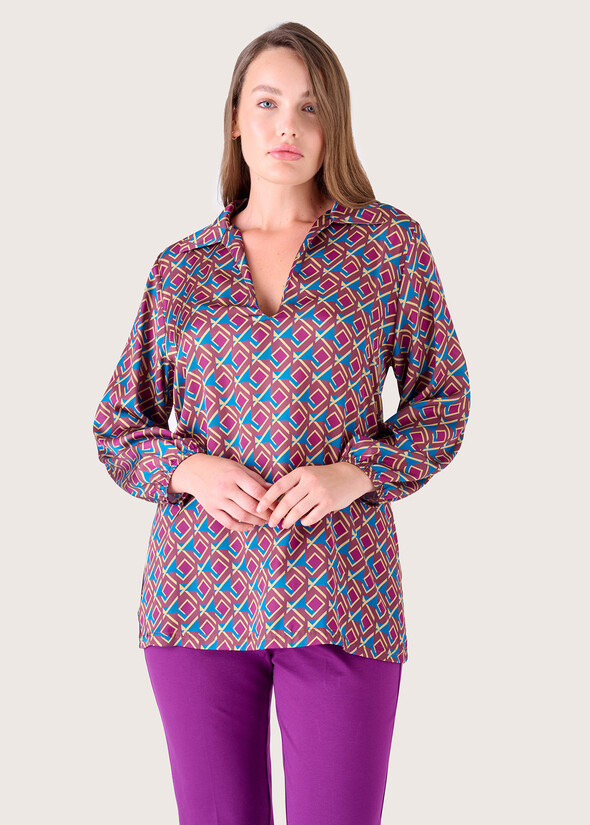 Sadee blouse in double fabric MARRONE EQUADORNERO BLACK Woman null