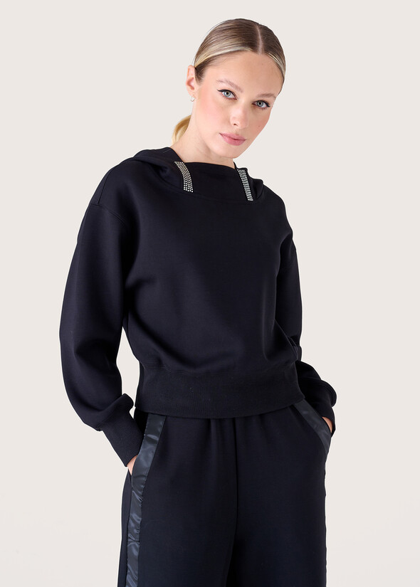 Felpa France con cappuccio NERO BLACK Donna null