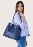 Brillac eco-leather shopping bag BLUE OLTREMARE ROSSO TULIPANO Woman image number 1