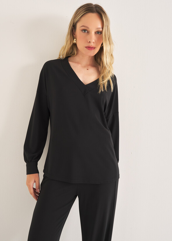 Blusa Cady in jersey NERO BLACK Donna null