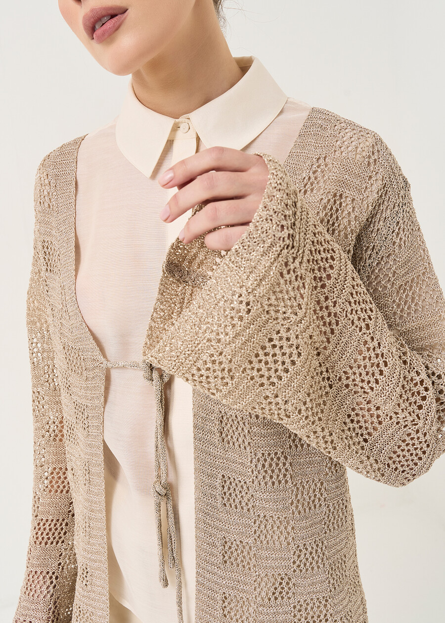 Cardigan lungo Carina in lurex GOLD Donna , immagine n. 2