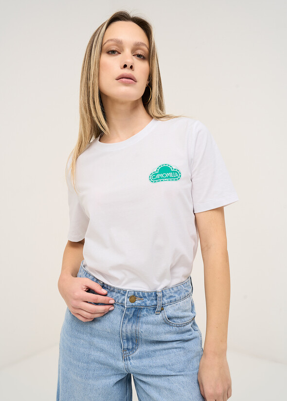 T-shirt Stefany logo vintage BIANCO WHITE Donna null