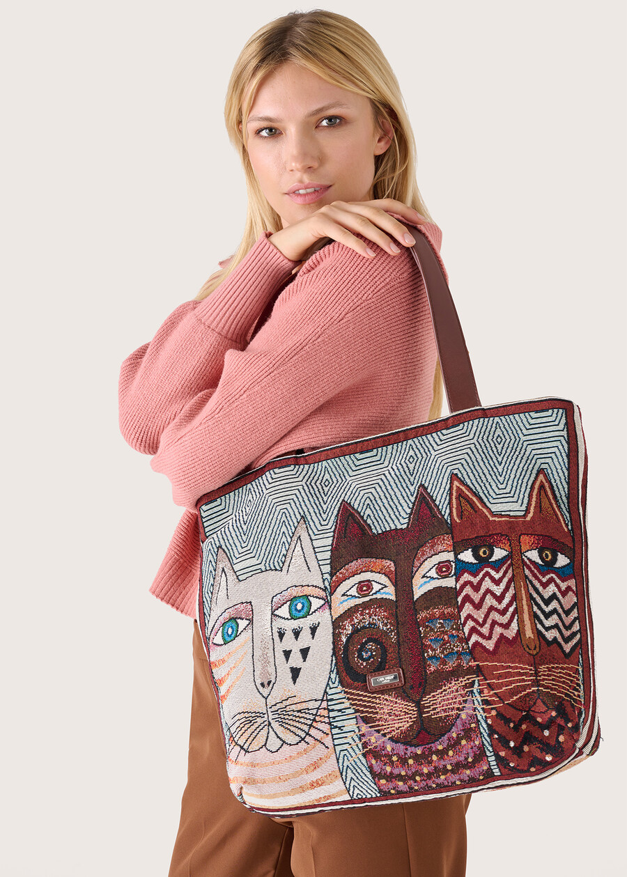 Beryl cat pattern shopping bag, Woman  