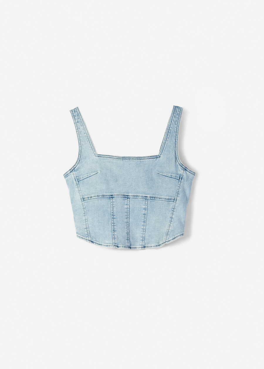Top Tiara in denim di cotone DENIM LIGHT DENIM Donna , immagine n. 6