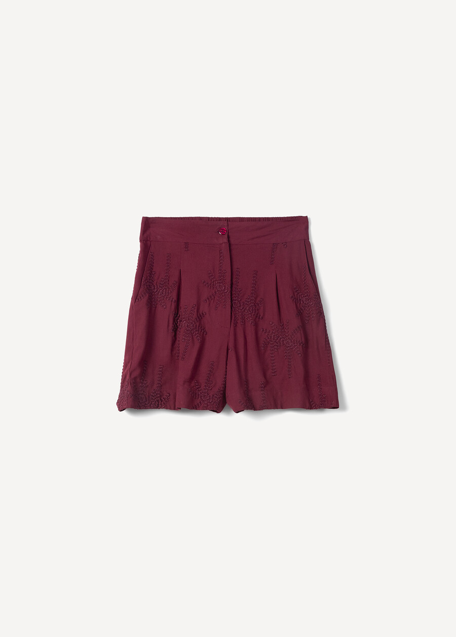 Berenice 100% Viscose Embroidered Bermuda BIANCO WHITEROSSO BORDEAUX Woman , image number 5