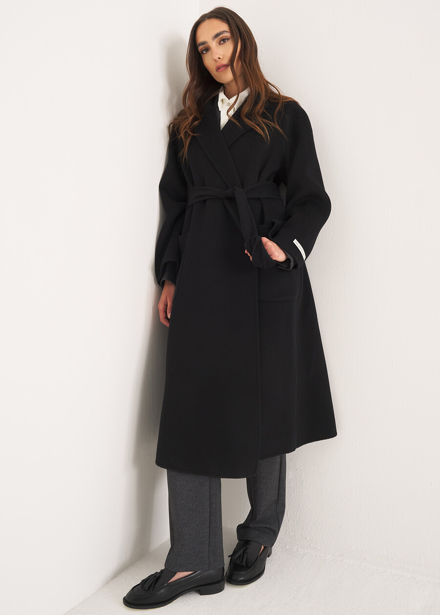 Connie pure wool wrap coat NERO BLACKBEIGE CAMMELLO Woman , image number 1