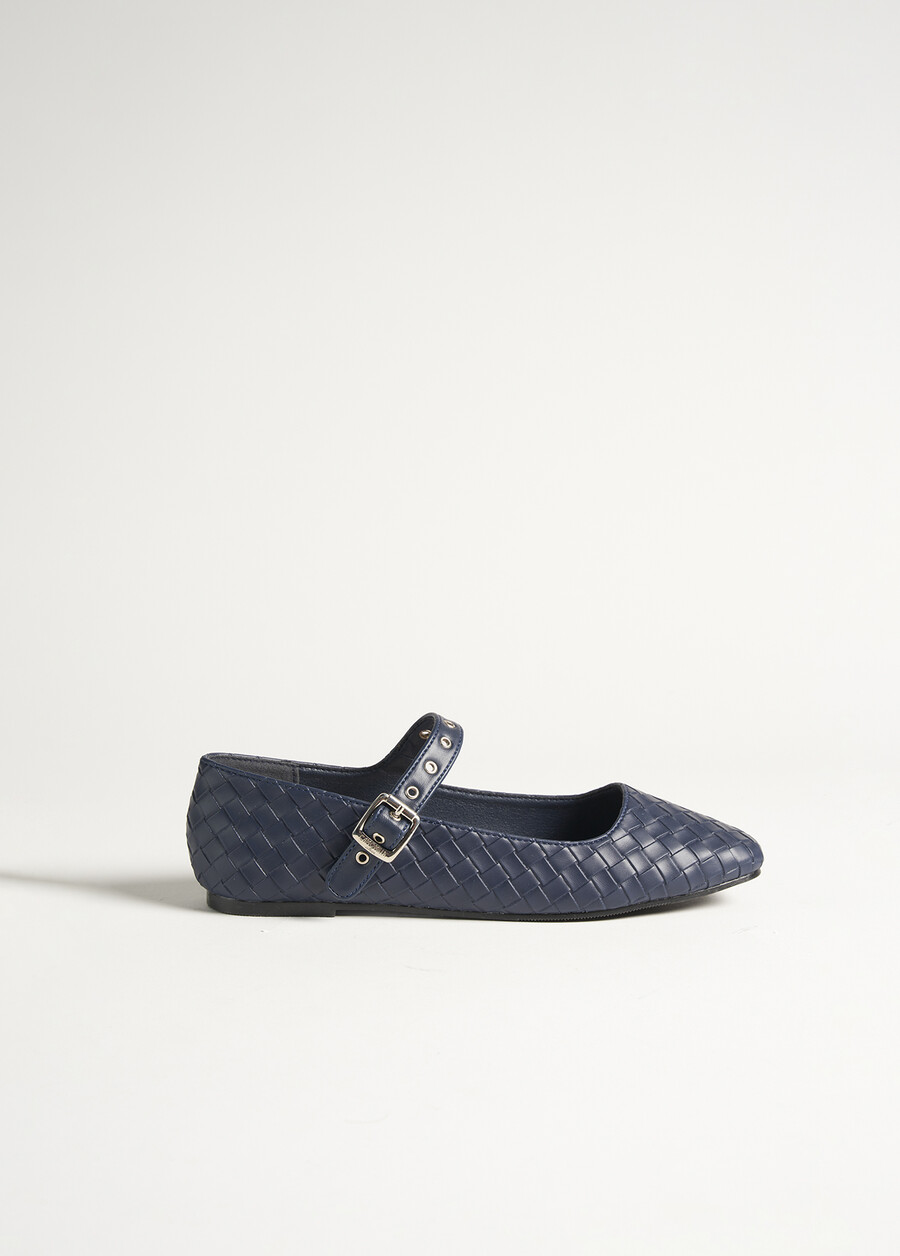 Saveria eco-leather ballerina shoe BLUE DARK BLUE Woman , image number 3