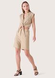 Cristine linen and cotton shirt BEIGE SAFARIBLUE OLTREMARE  Woman image number 4