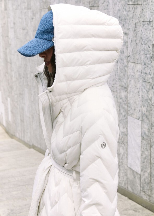 Pupo long down jacket NERO BLACKBEIGE GESSO Woman null