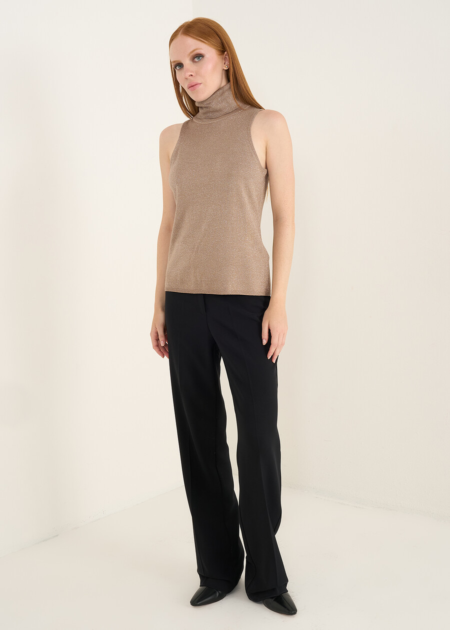 Top Tom sbracciato in maglia lurex NERO BLACKGOLD Donna , immagine n. 4