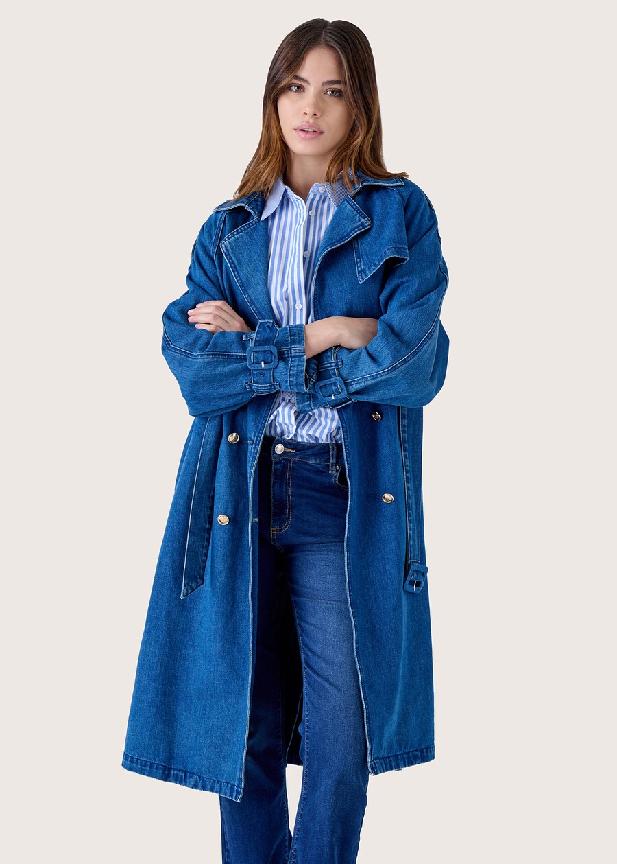 Tierrra 100% cotton denim trench coat DENIM Woman , image number 3