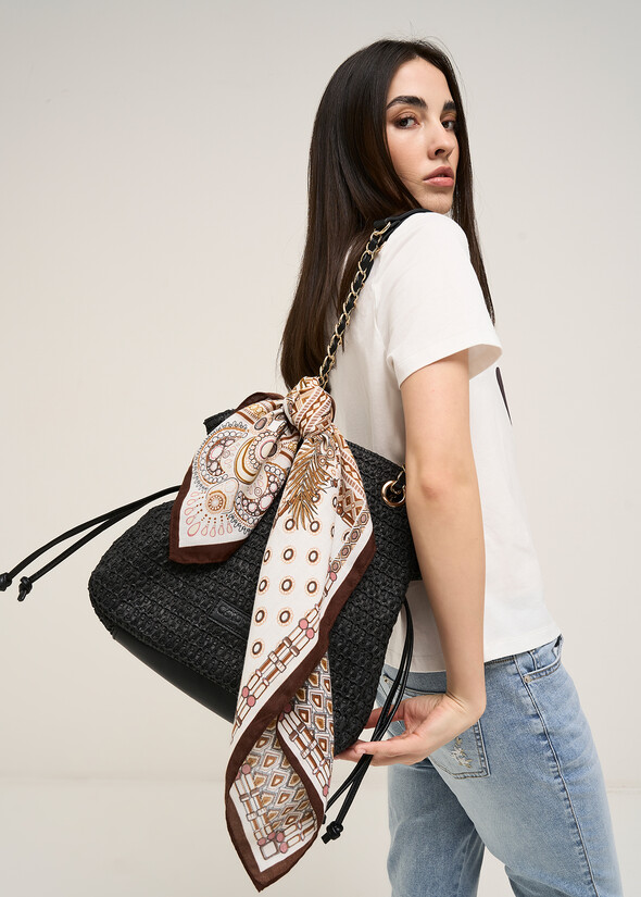 Borsa Friends raffia coulisse NERO BLACK Donna null