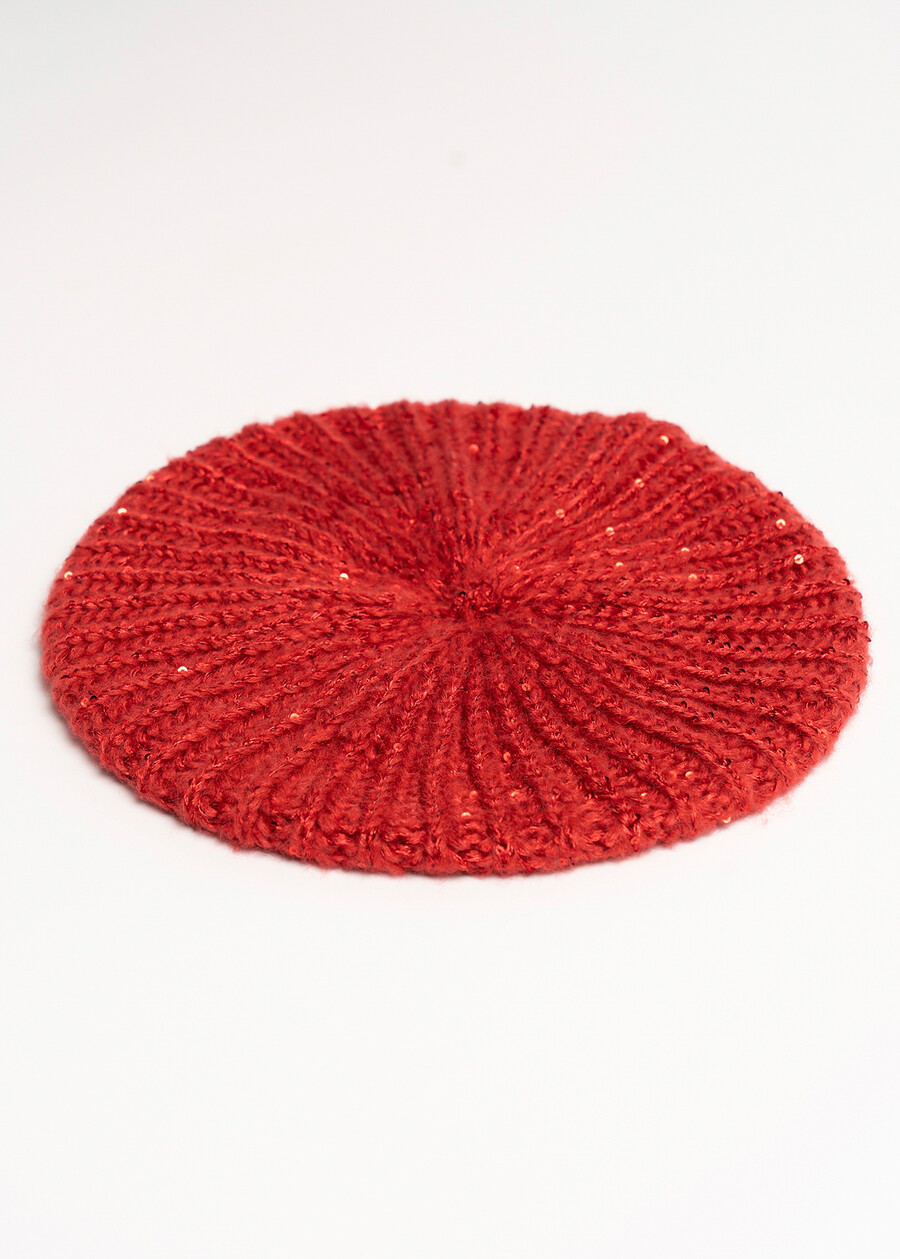 Carole beret with sequins ROSSO Woman , image number 1