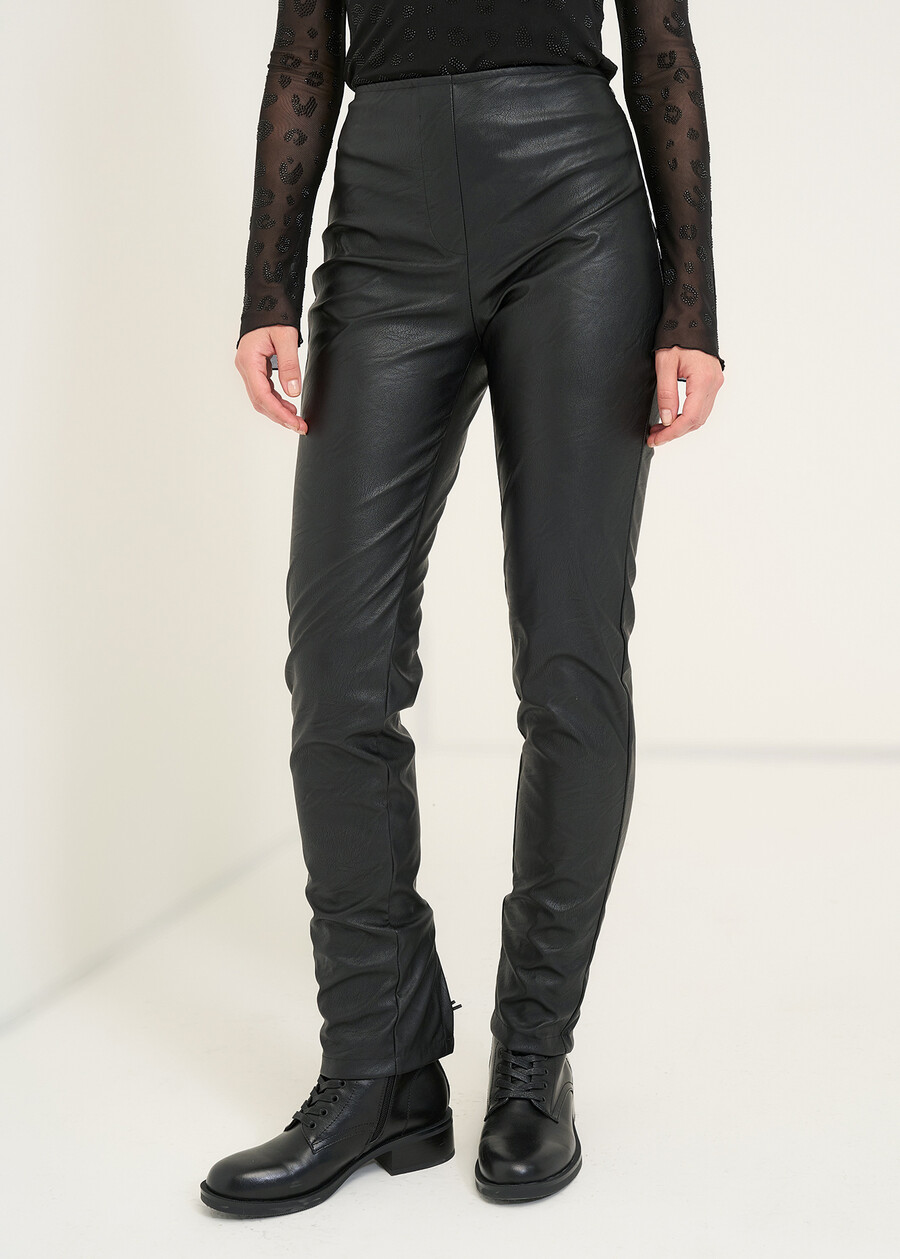 Pantalone Paki effetto ecopelle NERO Donna , immagine n. 3