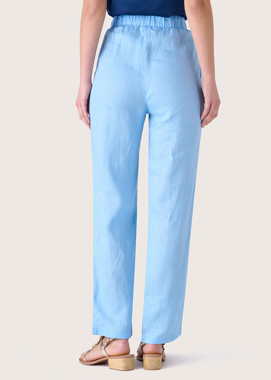 Polly 100% linen trousers BLU SURF Woman , image number 4