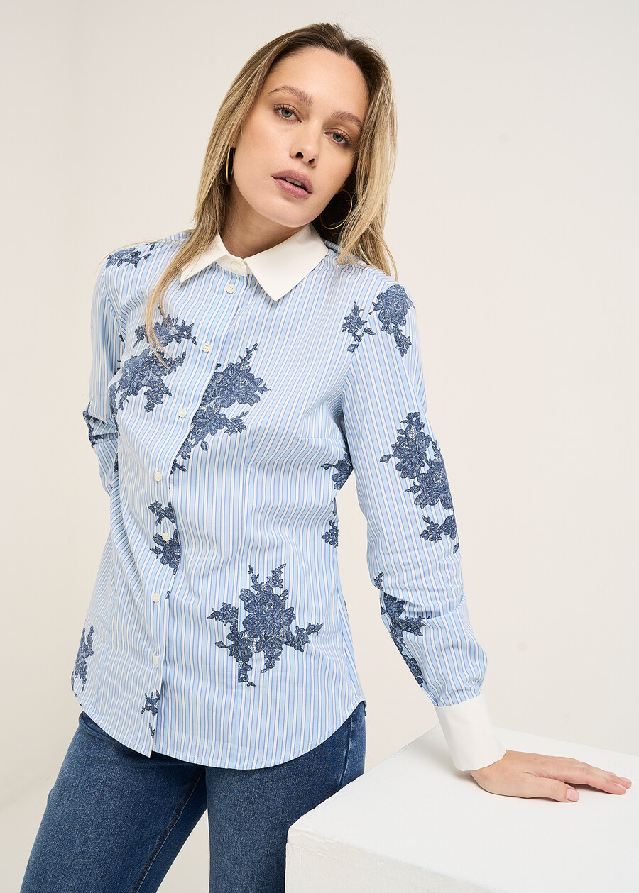 Cilly striped and floral shirt BIANCO WHITE Woman , image number 1