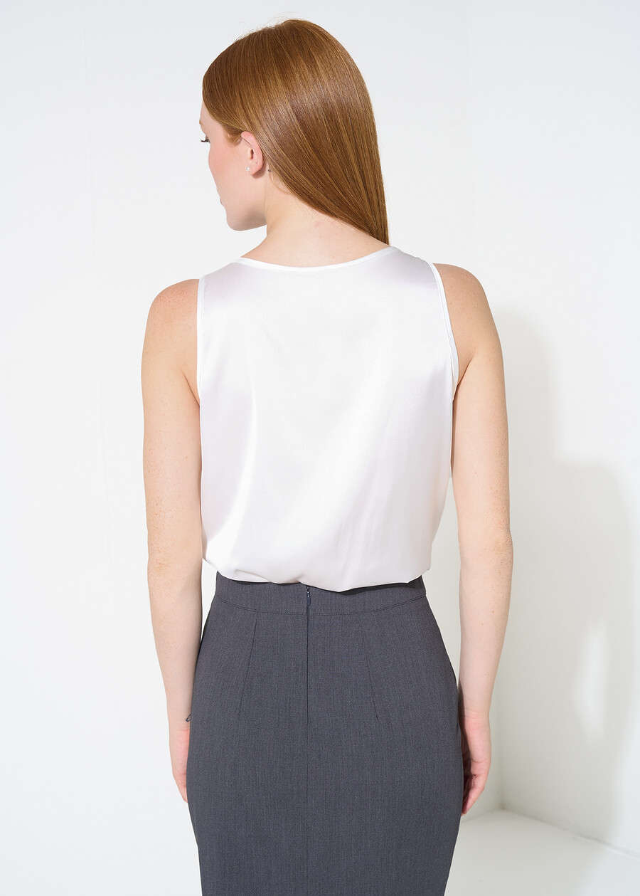 Top Teresa in satin con spallina NERO BLACKBIANCO WHITEBLU Donna , immagine n. 3