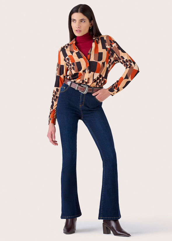 Pantalone Cindy in denim di cotone DENIM DARK DENIM Donna null