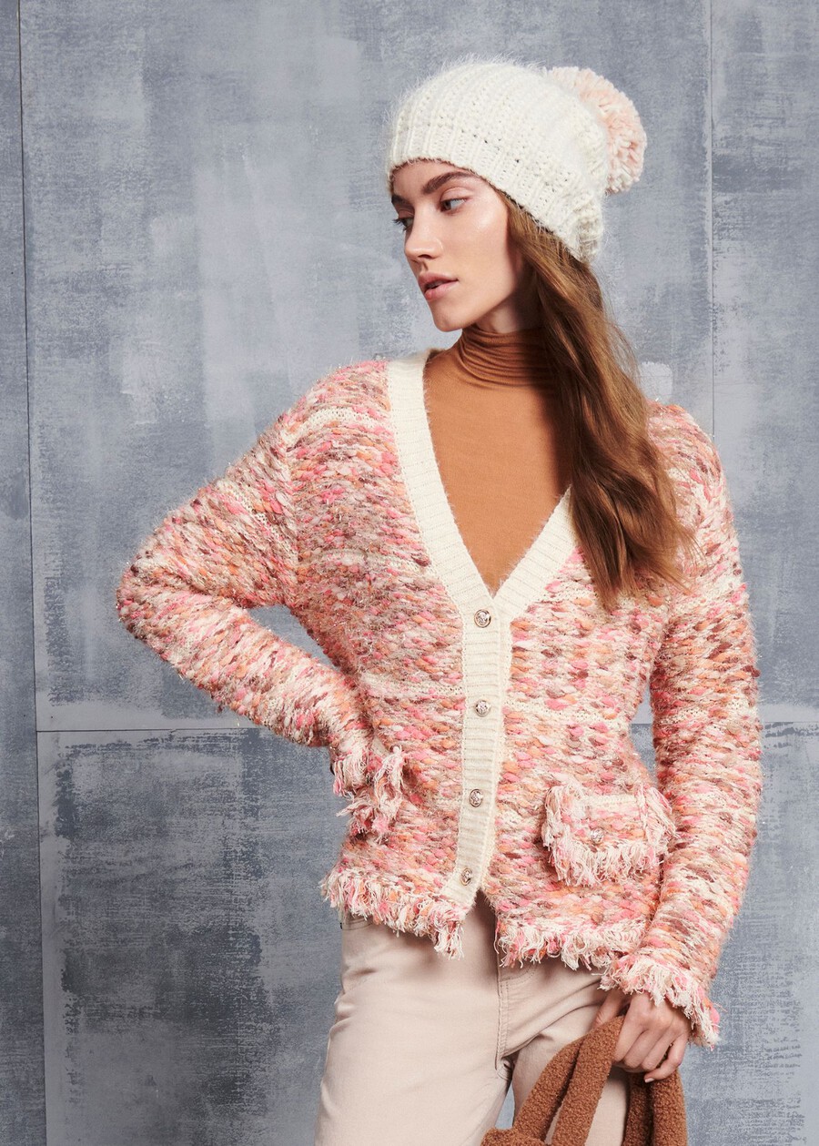 Catar bouclé fabric cardigan ROSA SILK Woman , image number 1