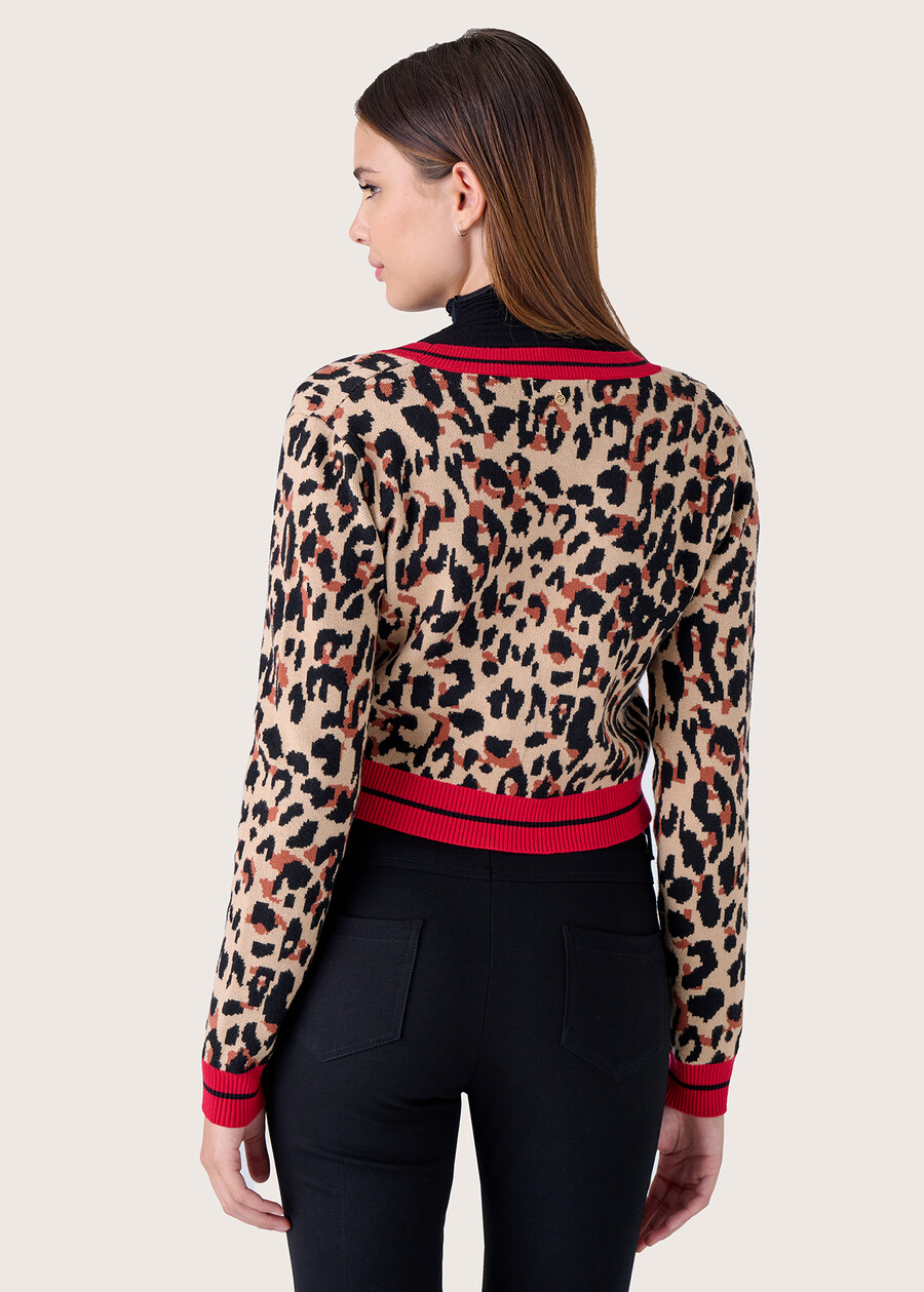 Cardigan Camoo fantasia animalier BEIGE CAMMELLO Donna , immagine n. 4