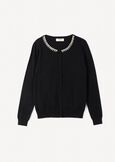 Cody cardigan with rhinestones and pearls NERO BLACK Woman image number 4