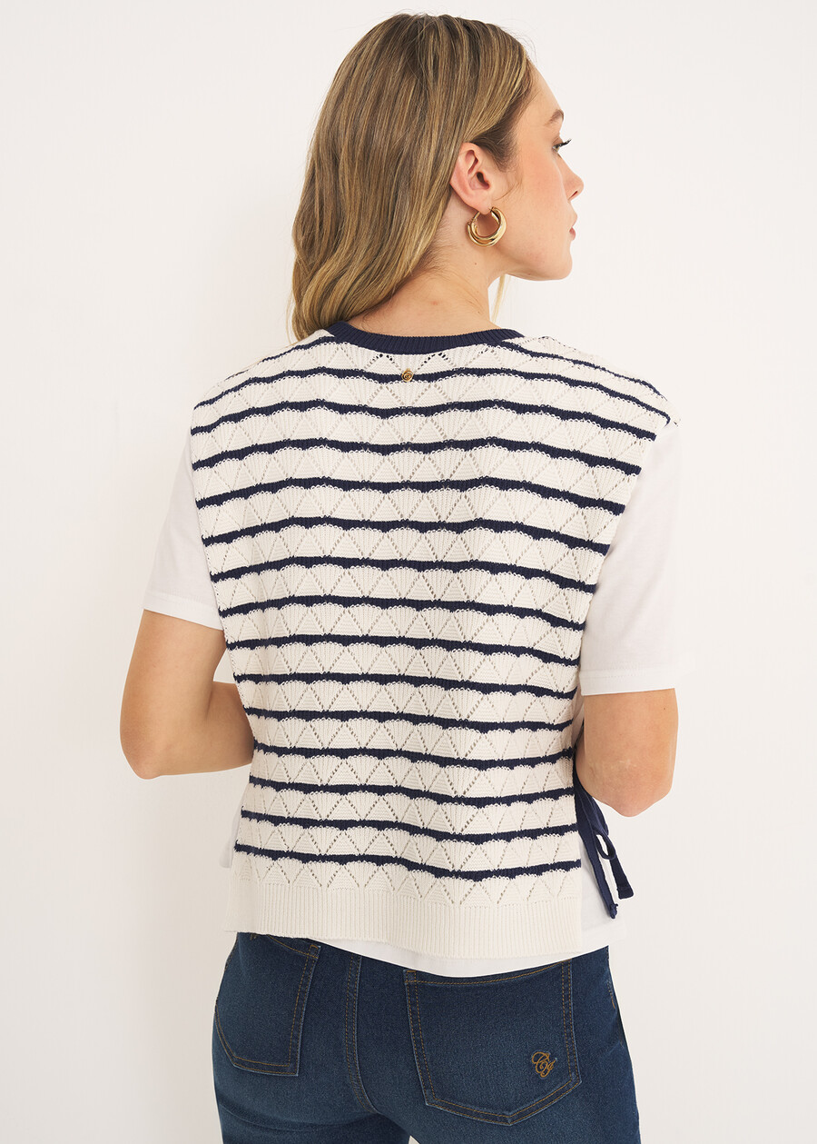 Sensei layered knit top BLU Woman , image number 3