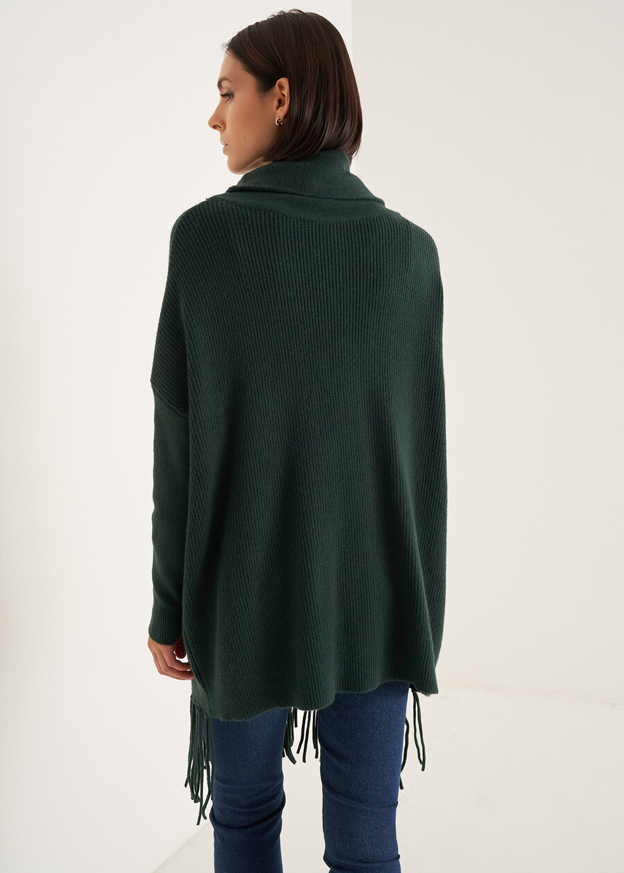 Medea cowl-neck sweater with fringes VERDE FORESTA Woman , image number 4