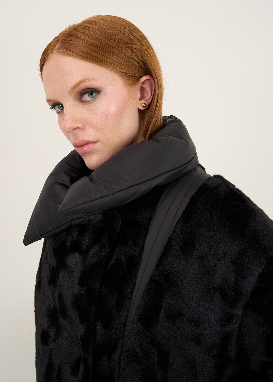Piumino Percey a cappetta bimateriale BIANCONERO Donna , immagine n. 3