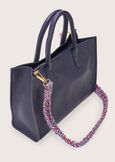 Berica 100% genuine leather shopping bag BLUE OLTREMARE  Woman image number 2