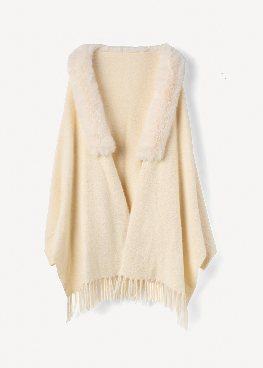 Mantella Manuela con collo in ecopelliccia BEIGE LATTE Donna , immagine n. 4