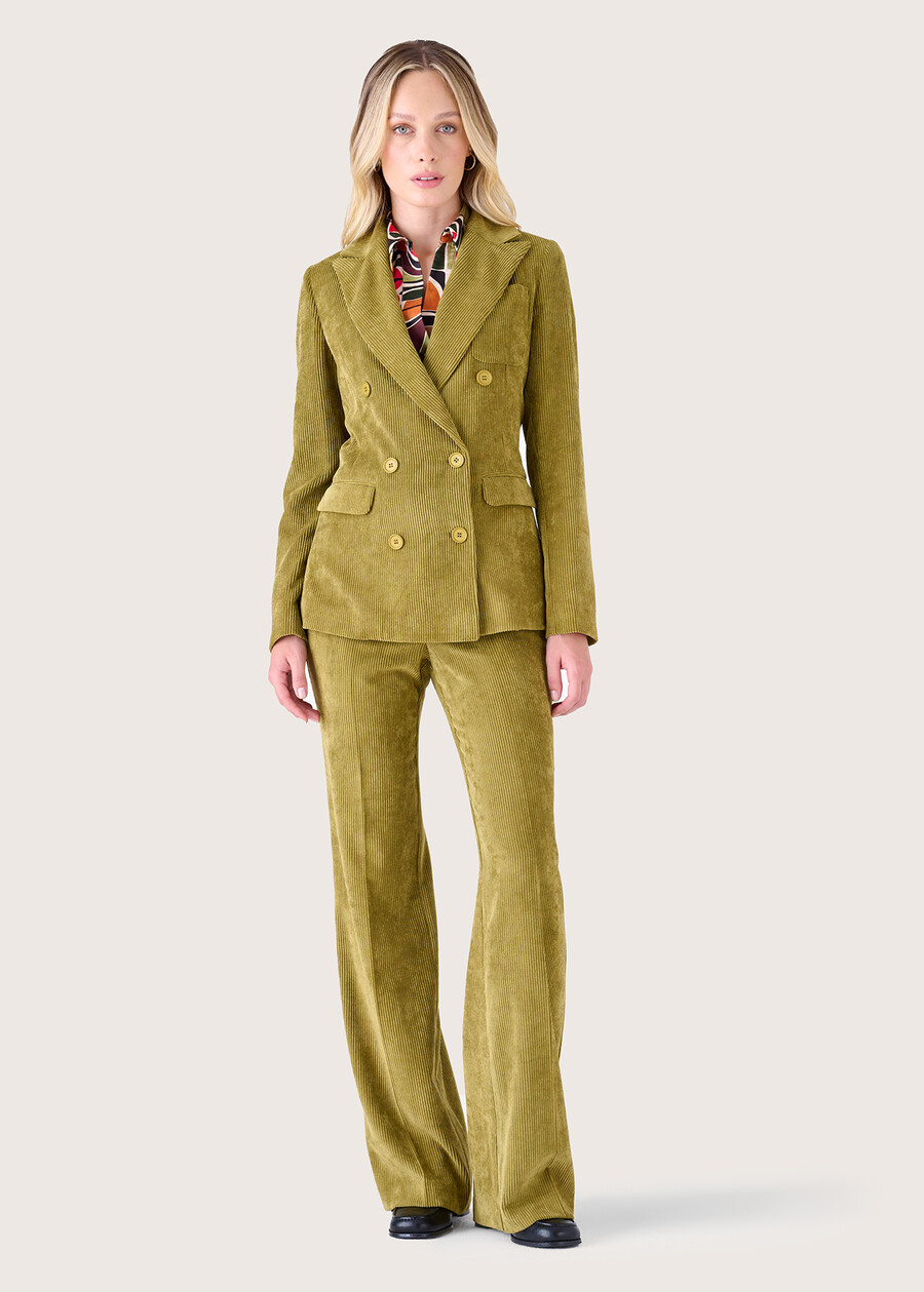 Geneva velvet double-breasted jacket VERDE GOLDEN Woman , image number 5