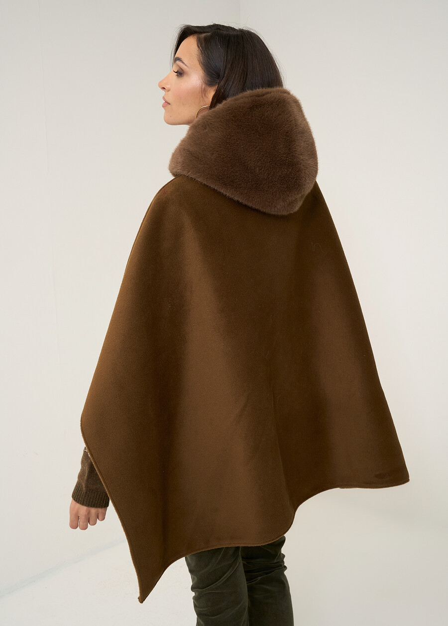 Mantella Marta in panno con ecopelliccia MARRONENERO Donna , immagine n. 6