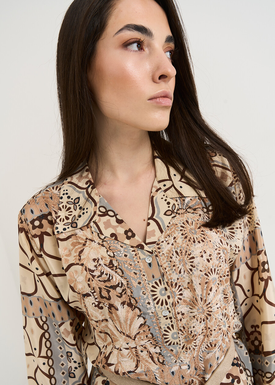Blusa Bly stampata con ricami BLU AVIONBEIGE Donna , immagine n. 2