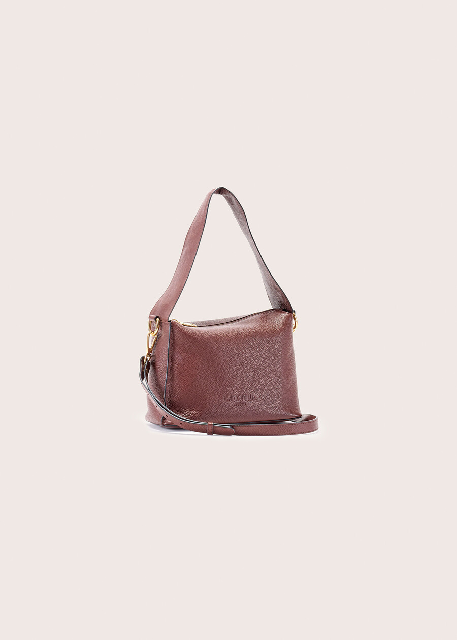 Borsa a sacca Birak 100% vera pelle MARRONE CASTAGNA Donna , immagine n. 3