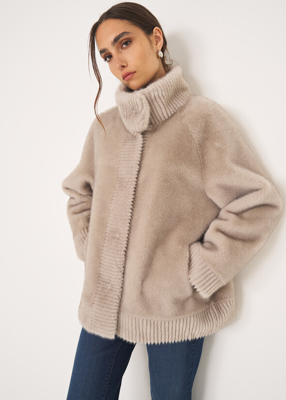 Geisha faux fur jacket GRIGIO PERLA Woman null