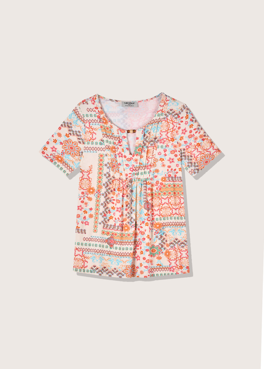 Sibilla patterned t-shirt ARANCIO SUNRISE Woman , image number 4