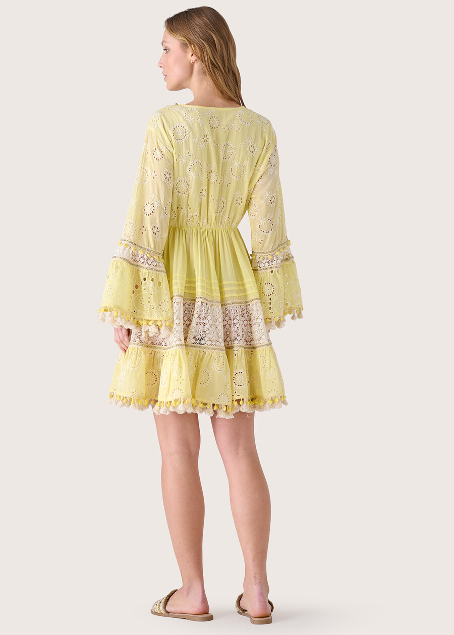 100% cotton short dress GIALLO BANANA Woman , image number 3