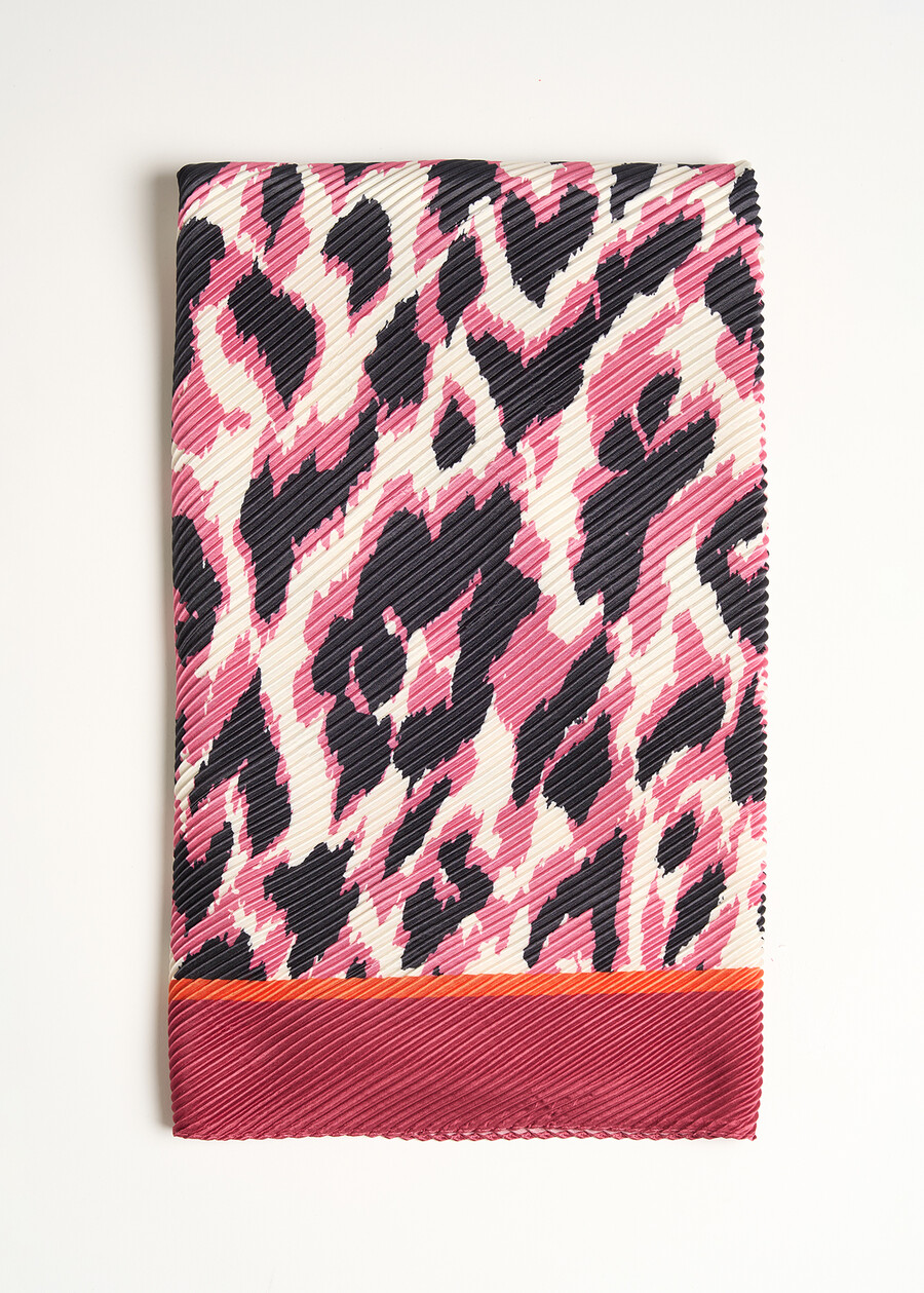 Foulard pliss&eacute; Stefany animalier ROSSO BORDEAUX Donna , immagine n. 1
