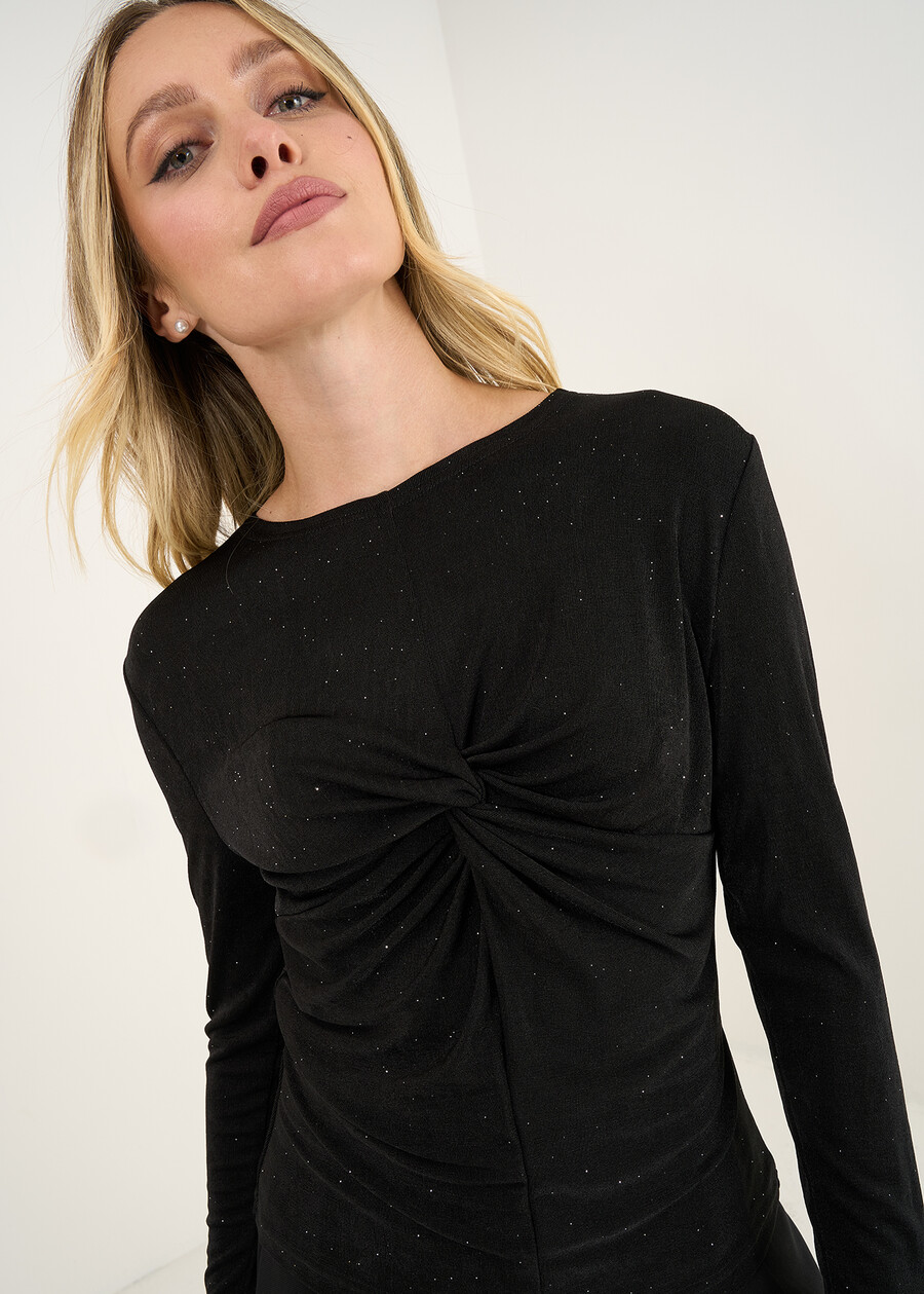 T-shirt Soraya aderente in lurex NERO Donna , immagine n. 2