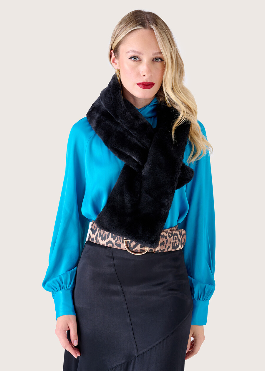 Smally eco-fur scarf NERO BLACK Woman , image number 1