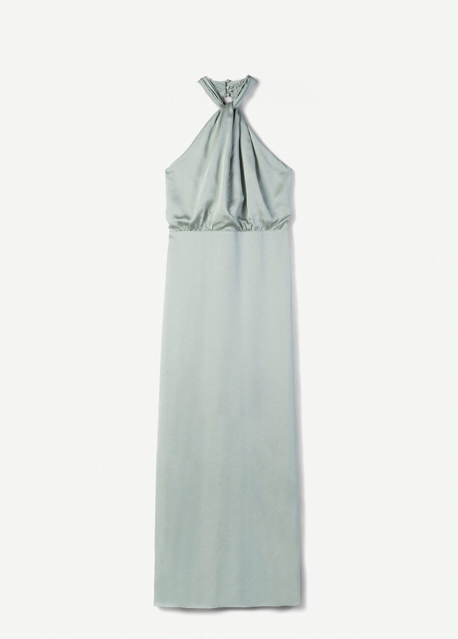Agnes satin long dress VERDE SALVIA Woman , image number 6