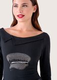 Stick T-shirt with strass NERO BLACK Woman image number 2