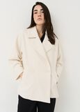 Claudy short double-breasted coat in diagonal clot BEIGE LATTEARANCIONE Woman image number 1