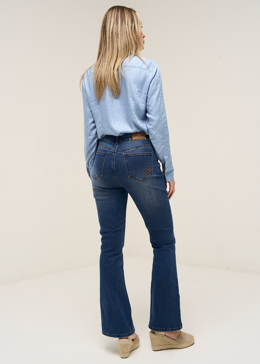Cindy 5-pocket denim flare leg split DENIM MEDIUM DENIM Woman , image number 6