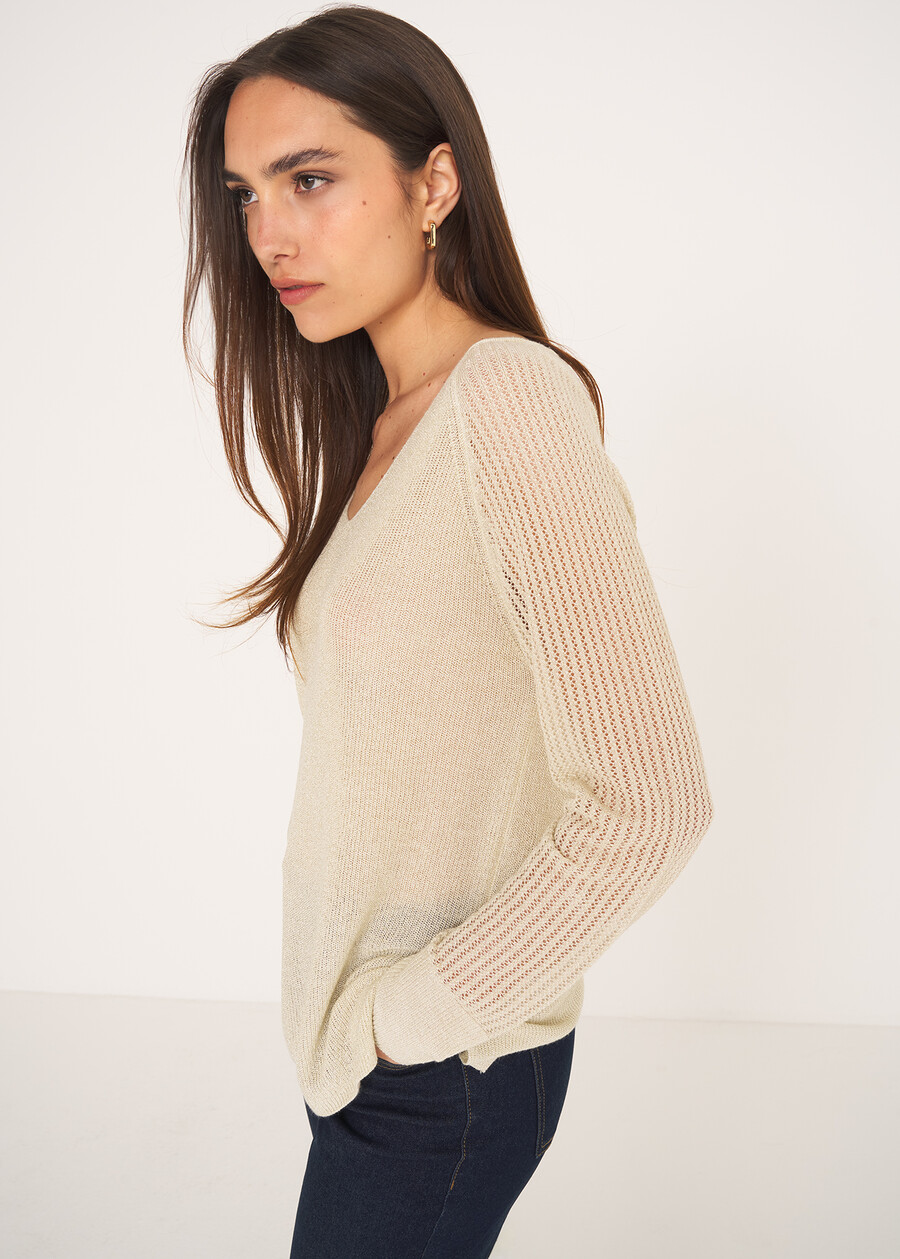 Maglia Mariel in lurex BEIGE LIGHT BEIGENERO BLACK Donna , immagine n. 2