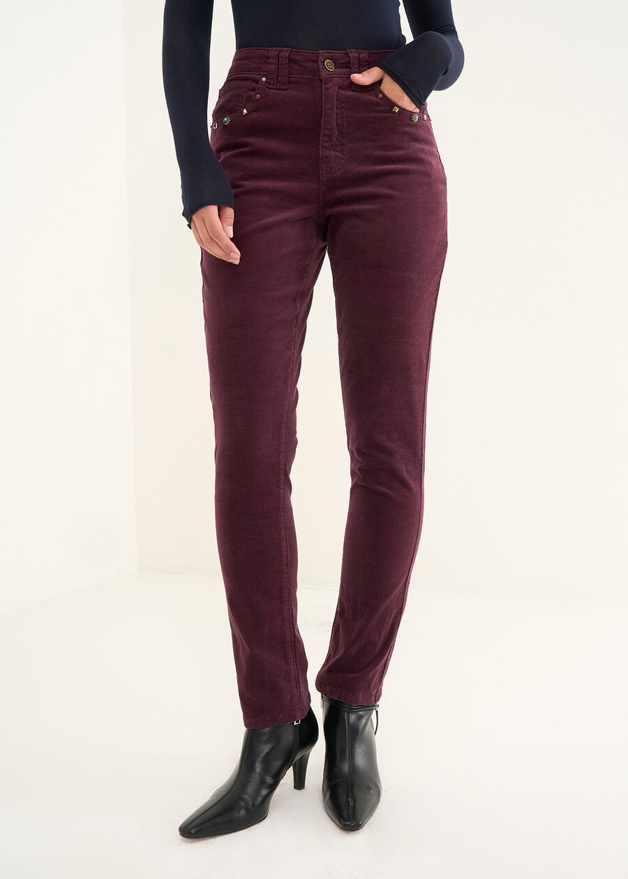 Pantaloni Kate skinny in velluto ROSSO BORDEAUXGRIGIO MEDIUM GREY Donna , immagine n. 2