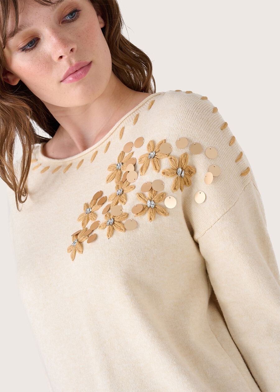 Marsha jersey with embroidery BEIGE LANA Woman , image number 2