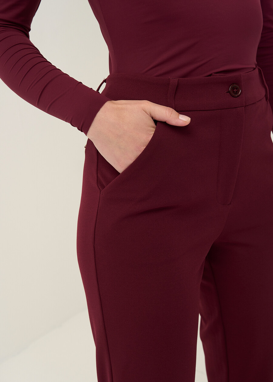 Pantalone Alice tessuto screppino ROSSO BORDEAUXVERDE GARDENMARRONE Donna , immagine n. 4
